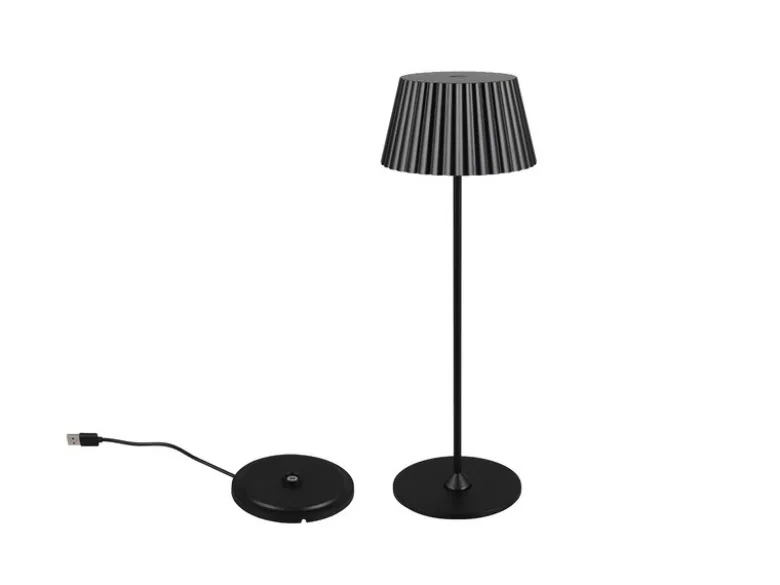 Akku LED Tischleuchte SUAREZ kabellos für Innen & Außen, Schwarz - Höhe 39cm