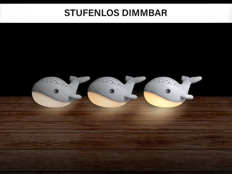Akku Nachtlicht WILLY WHALE per USB aufladbar, dimmbar, Sternenhimmel, Höhe 14cm