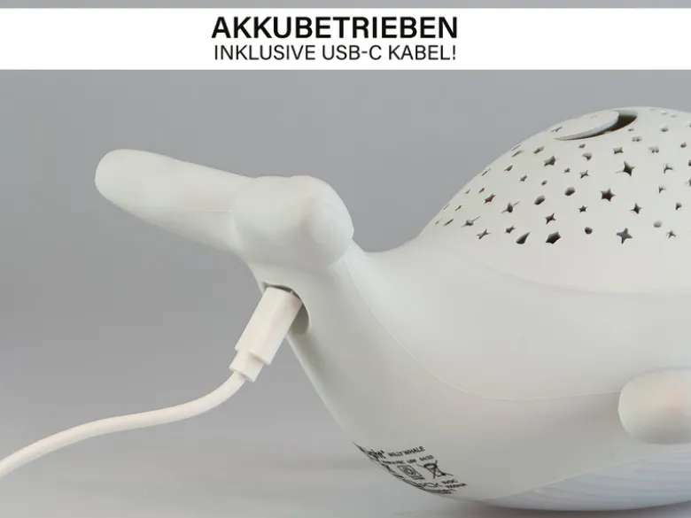 Akku Nachtlicht WILLY WHALE per USB aufladbar, dimmbar, Sternenhimmel, Höhe 14cm