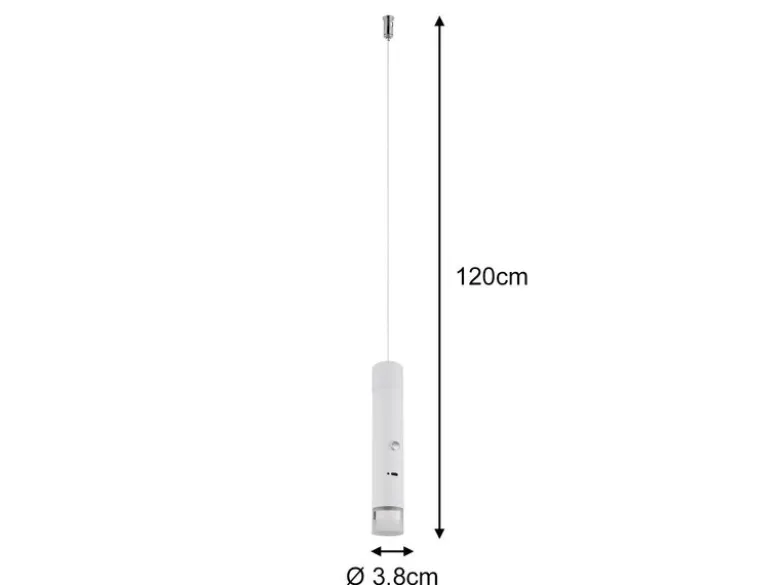 Akku Pendelleuchte PELO Weiß, dimmbar, abnehmbarer Leuchtenkopf Ø 3,8cm