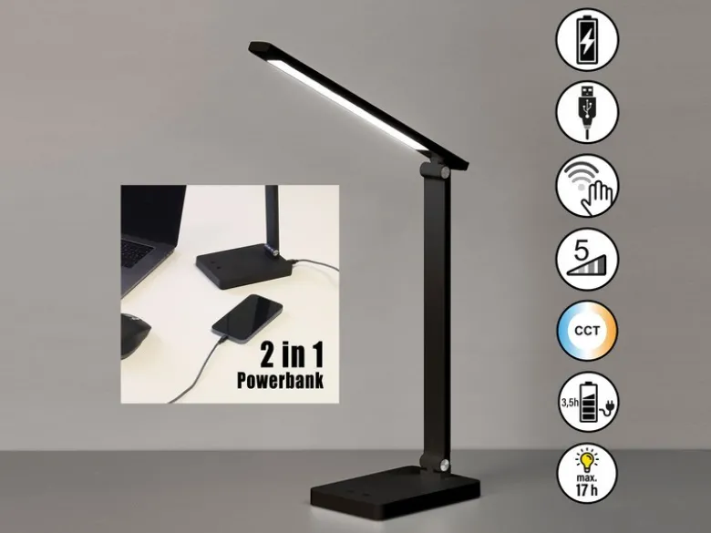 Akku Schreibtischlampe OLE Schwarz ohne Kabel, Höhe 39,5cm