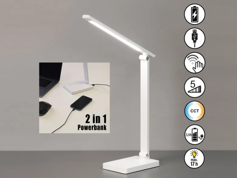 Akku Schreibtischlampe OLE Weiß ohne Kabel, Höhe 39,5cm