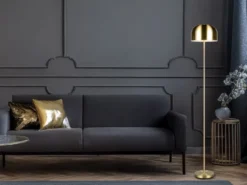 Akku Stehlampe JEFF dimmbar, per USB aufladbar, Messing Höhe 147cm