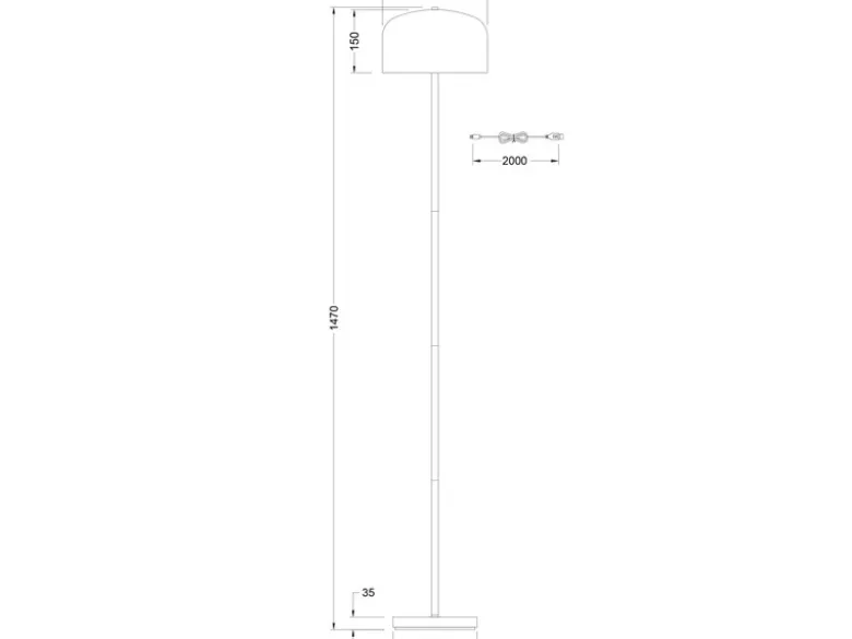 Akku Stehlampe JEFF dimmbar, per USB aufladbar, Messing Höhe 147cm