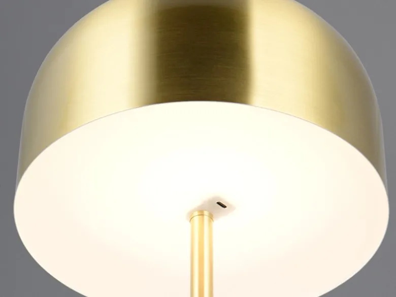 Akku Stehlampe JEFF dimmbar, per USB aufladbar, Messing Höhe 147cm