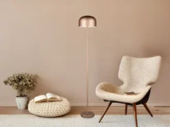 Akku Stehlampe JEFF dimmbar, per USB aufladbar, Coffee Höhe 147cm