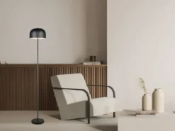 Akku Stehlampe JEFF dimmbar, per USB aufladbar, Schwarz Höhe 147cm