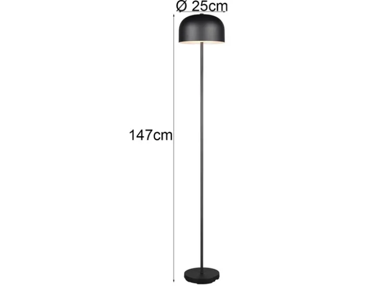 Akku Stehlampe JEFF dimmbar, per USB aufladbar, Schwarz Höhe 147cm