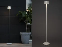 Akku Stehlampe NICE für Outdoor dimmbar, kabellos in Weiß, klein 120cm