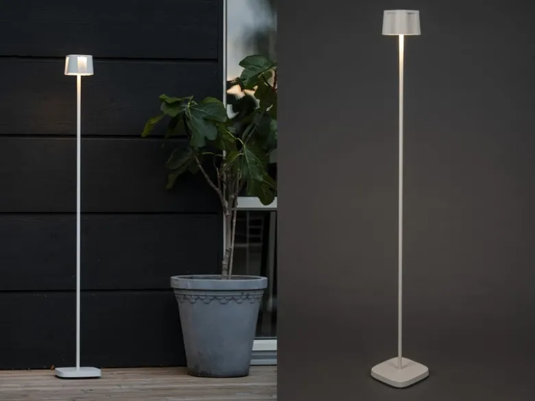 Akku Stehlampe NICE für Outdoor dimmbar, kabellos in Weiß, klein 120cm