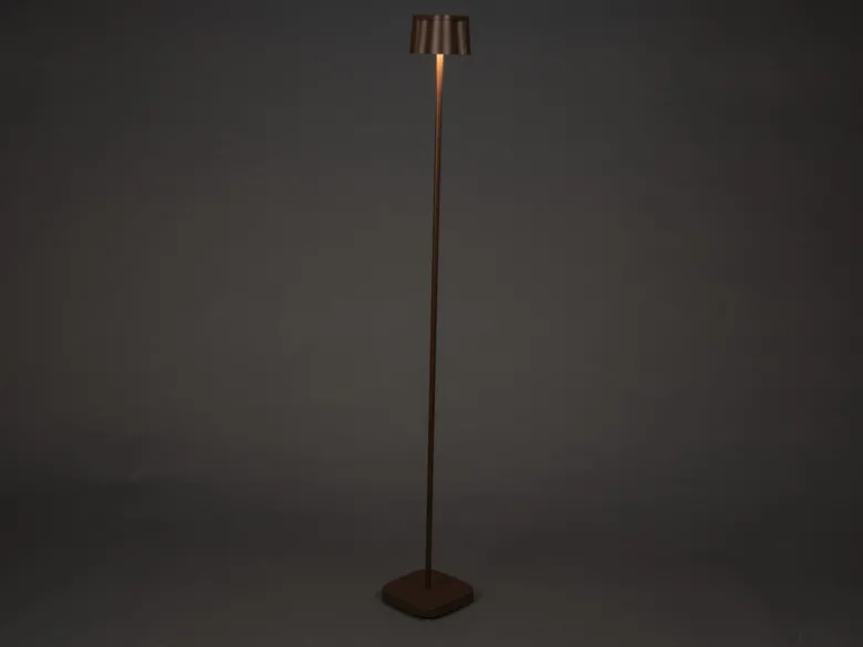 Akku Stehlampe NICE für Outdoor dimmbar, kabellos in Rostoptik, klein 120cm