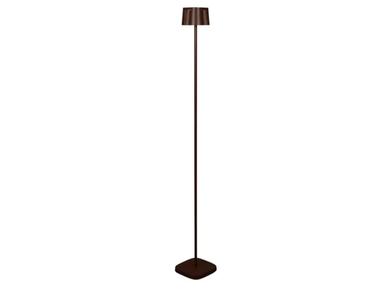 Akku Stehlampe NICE für Outdoor dimmbar, kabellos in Rostoptik, klein 120cm