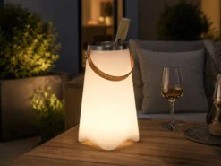 Akku Tischlampe CALLOON mit RGBW, Bluetooth Lautsprecher & Weinkühler, Höhe 38cm