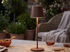Akku Tischlampe COSENZA 2.0 Rostfarben ohne Kabel mit Ladestation, Höhe 34cm