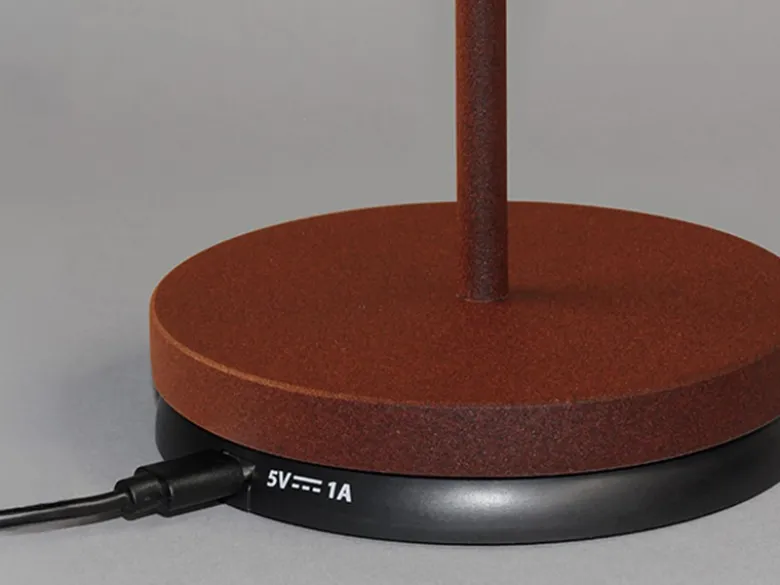 Akku Tischlampe COSENZA 2.0 Rostfarben ohne Kabel mit Ladestation, Höhe 34cm