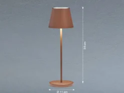 Akku Tischlampe COSENZA 2.0 Rostfarben ohne Kabel mit Ladestation, Höhe 34cm