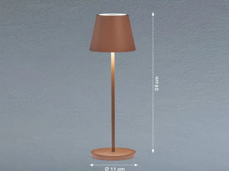 Akku Tischlampe COSENZA 2.0 Rostfarben ohne Kabel mit Ladestation, Höhe 34cm