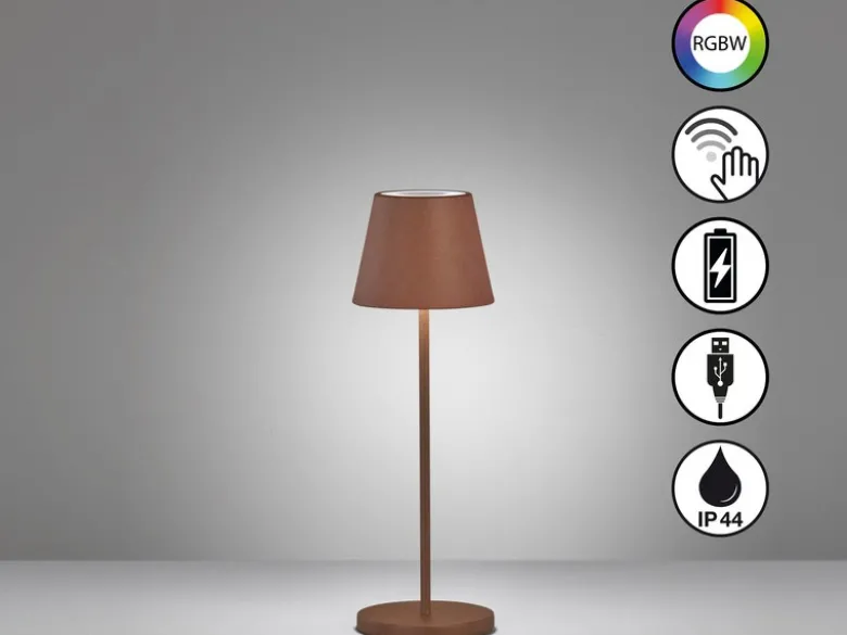 Akku Tischlampe COSENZA 2.0 Rostfarben ohne Kabel mit Ladestation, Höhe 34cm