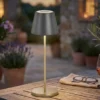 Akku Tischlampe COSENZA 2.0 Schwarz Gold ohne Kabel mit Ladestation, Höhe 34cm