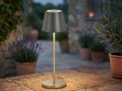 Akku Tischlampe COSENZA 2.0 Schwarz Gold ohne Kabel mit Ladestation, Höhe 34cm