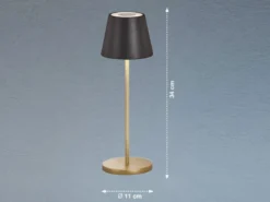 Akku Tischlampe COSENZA 2.0 Schwarz Gold ohne Kabel mit Ladestation, Höhe 34cm