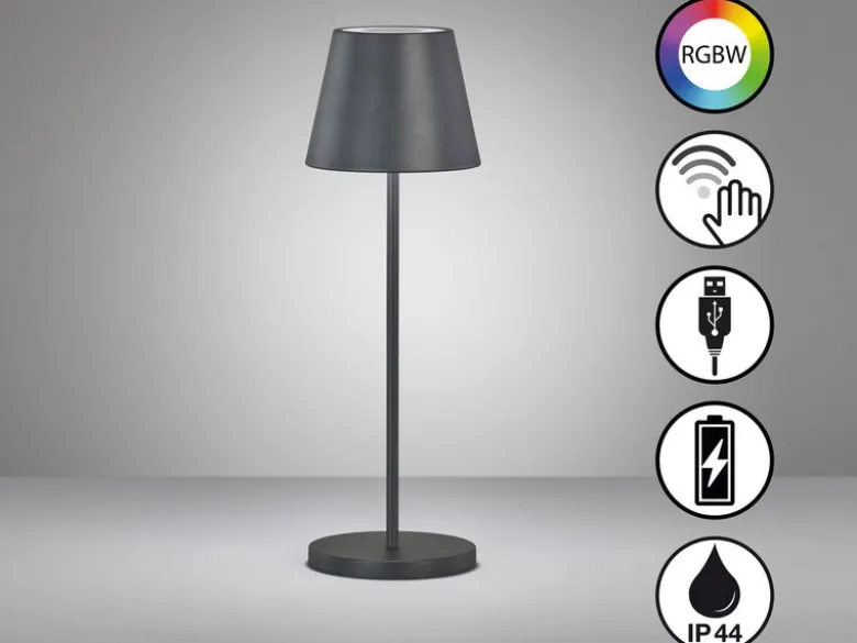 Akku Tischlampe COSENZA 2.0 Schwarz ohne Kabel mit Ladestation, Höhe 34cm