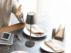 Akku Tischlampe COSENZA 2.0 Schwarz ohne Kabel mit Ladestation, Höhe 34cm