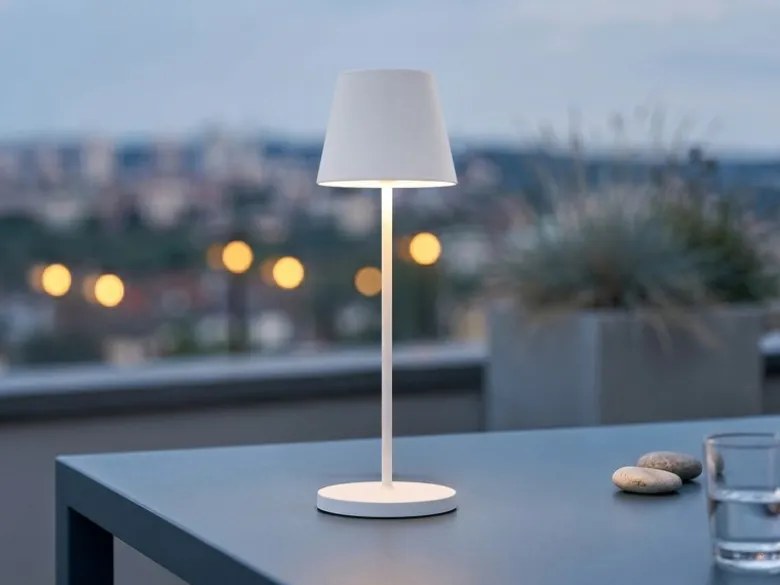 Akku Tischlampe COSENZA 2.0 Weiß ohne Kabel mit Ladestation, Höhe 34cm