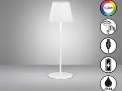 Akku Tischlampe COSENZA 2.0 Weiß ohne Kabel mit Ladestation, Höhe 34cm