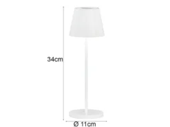 Akku Tischlampe COSENZA 2.0 Weiß ohne Kabel mit Ladestation, Höhe 34cm