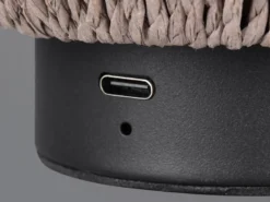 Akku Tischlampe LIRA per USB aufladbar, Lampenschirm aus Papiergarn, Höhe 22cm