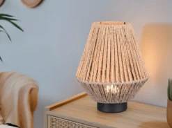 Akku Tischlampe LIRA per USB aufladbar, Lampenschirm aus Papiergarn, Höhe 22cm