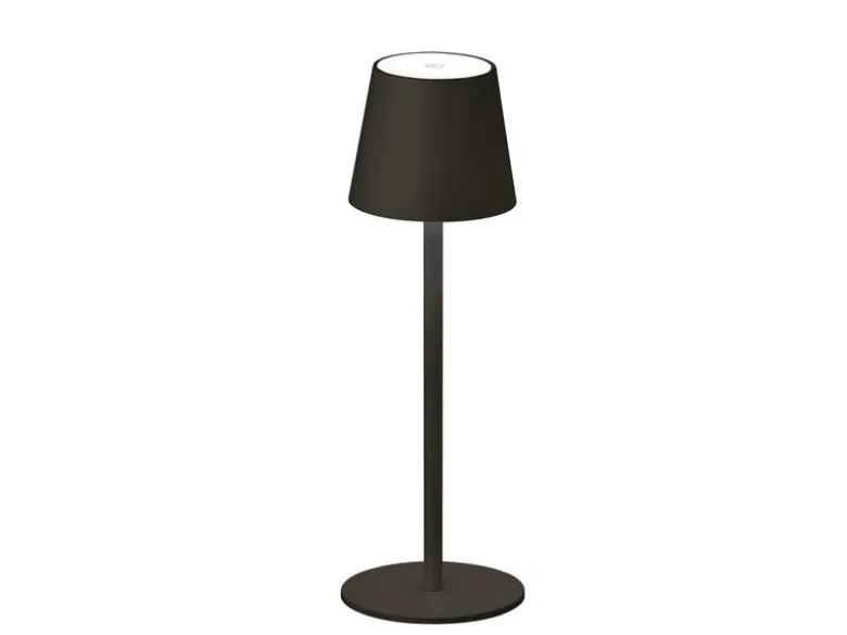 Akku Tischlampe TROPEA Schwarz mit USB Kabel & Sensor Dimmer, Höhe 38cm