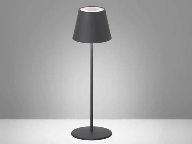 Akku Tischlampe TROPEA Schwarz mit USB Kabel & Sensor Dimmer, Höhe 38cm