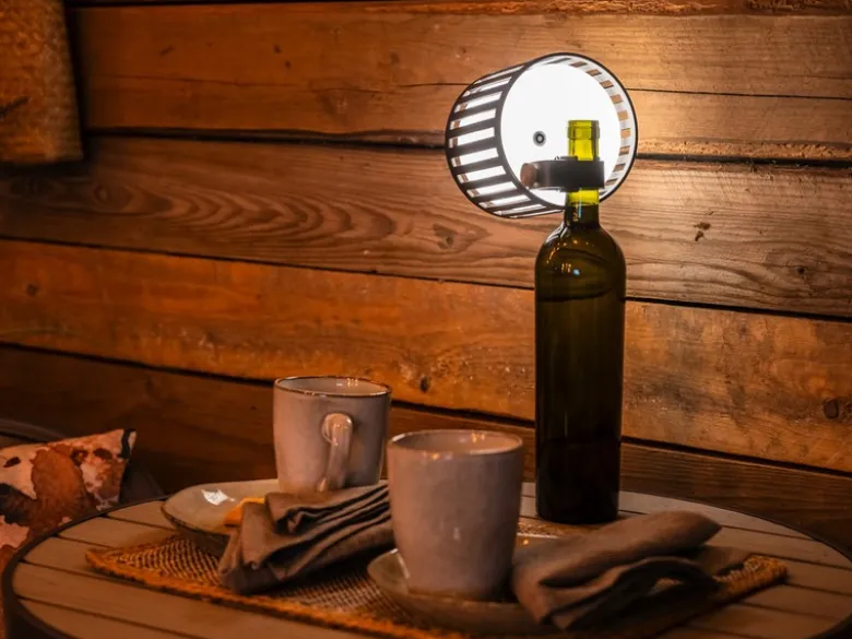 Akku Tischleuchte BOTTLE mit abnehmbaren Leuchtenkopf, Höhe 29cm
