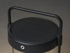 Akku Tischleuchte CROTONE per Solar & USB aufladbar, Schwarz Höhe 30cm