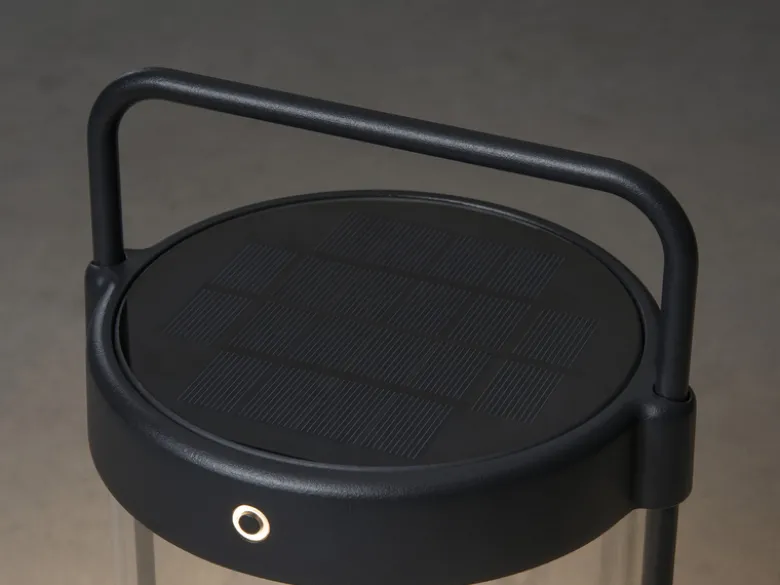 Akku Tischleuchte CROTONE per Solar & USB aufladbar, Schwarz Höhe 30cm