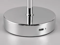 Akku Tischleuchte JEFF per USB aufladbar, Sensordimmer, Silber Chrom, H: 30cm