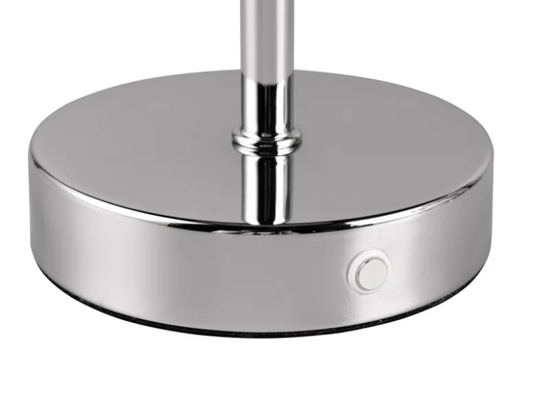 Akku Tischleuchte JEFF per USB aufladbar, Sensordimmer, Silber Chrom, H: 30cm