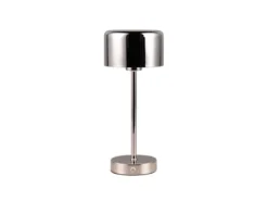 Akku Tischleuchte JEFF per USB aufladbar, Sensordimmer, Silber Chrom, H: 30cm