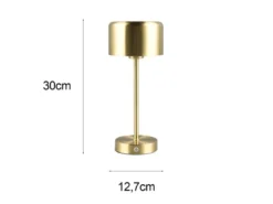 Akku Tischleuchte JEFF per USB aufladbar, Sensordimmer, Messing matt, H: 30cm