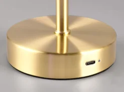 Akku Tischleuchte JEFF per USB aufladbar, Sensordimmer, Messing matt, H: 30cm