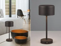 Akku Tischleuchte JEFF per USB aufladbar, Sensordimmer, Schwarz, Höhe 30cm