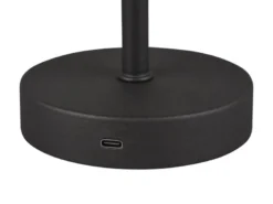 Akku Tischleuchte JEFF per USB aufladbar, Sensordimmer, Schwarz, Höhe 30cm