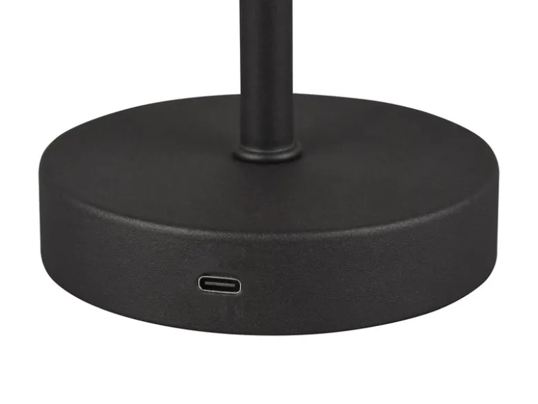 Akku Tischleuchte JEFF per USB aufladbar, Sensordimmer, Schwarz, Höhe 30cm