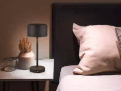 Akku Tischleuchte JEFF per USB aufladbar, Sensordimmer, Schwarz, Höhe 30cm