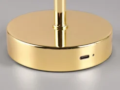 Akku Tischleuchte JEFF per USB aufladbar, Sensordimmer, Messing poliert, H: 30cm