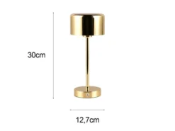 Akku Tischleuchte JEFF per USB aufladbar, Sensordimmer, Messing poliert, H: 30cm