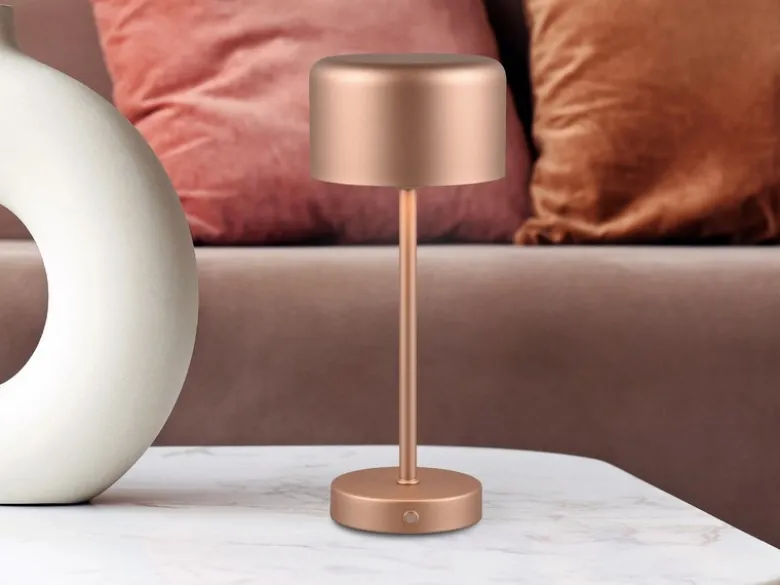 Akku Tischleuchte JEFF per USB aufladbar, Sensordimmer, Coffee, Höhe 30cm