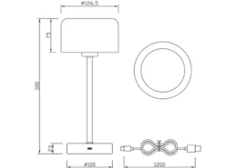 Akku Tischleuchte JEFF per USB aufladbar, Sensordimmer, Coffee, Höhe 30cm
